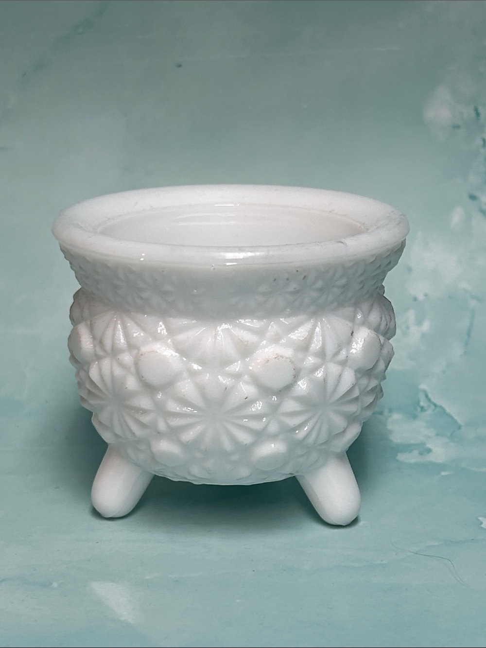 Daisy And Button Milk Glass Footed Candleholder or planter Vintage